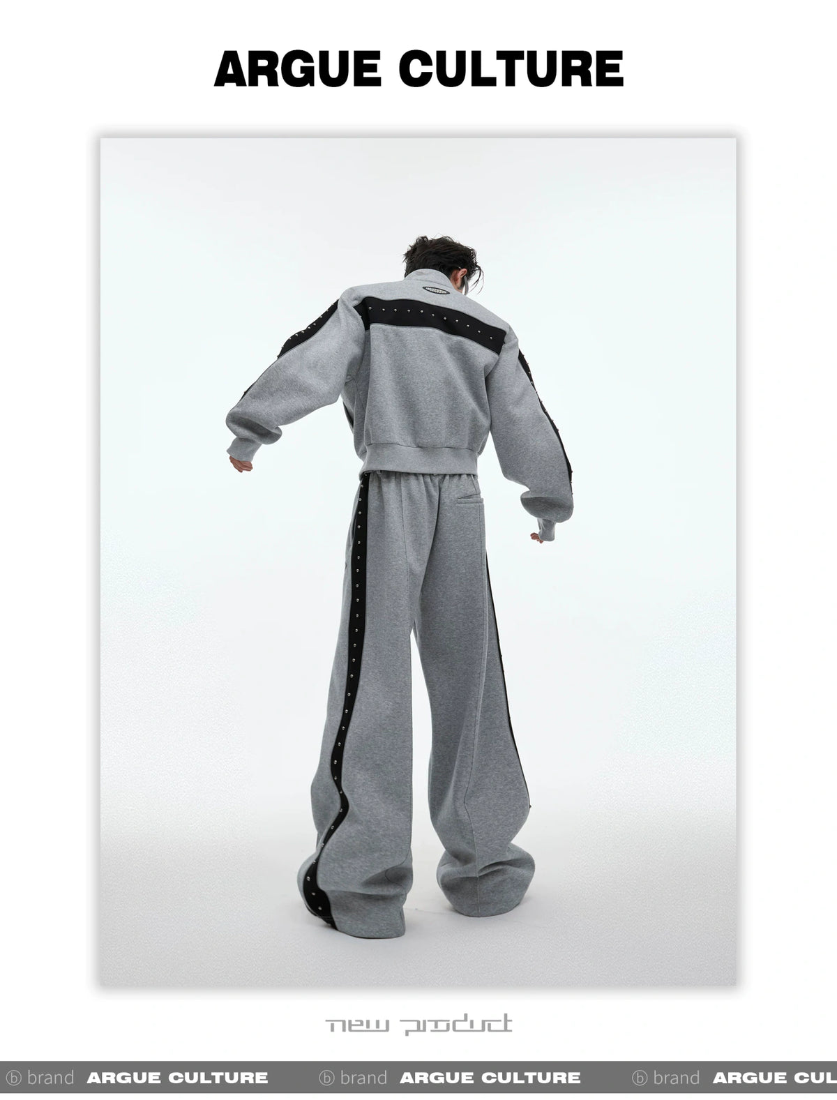 Deconstructed Stud Zip Jacket & Relaxed Pants Set - detail image 11