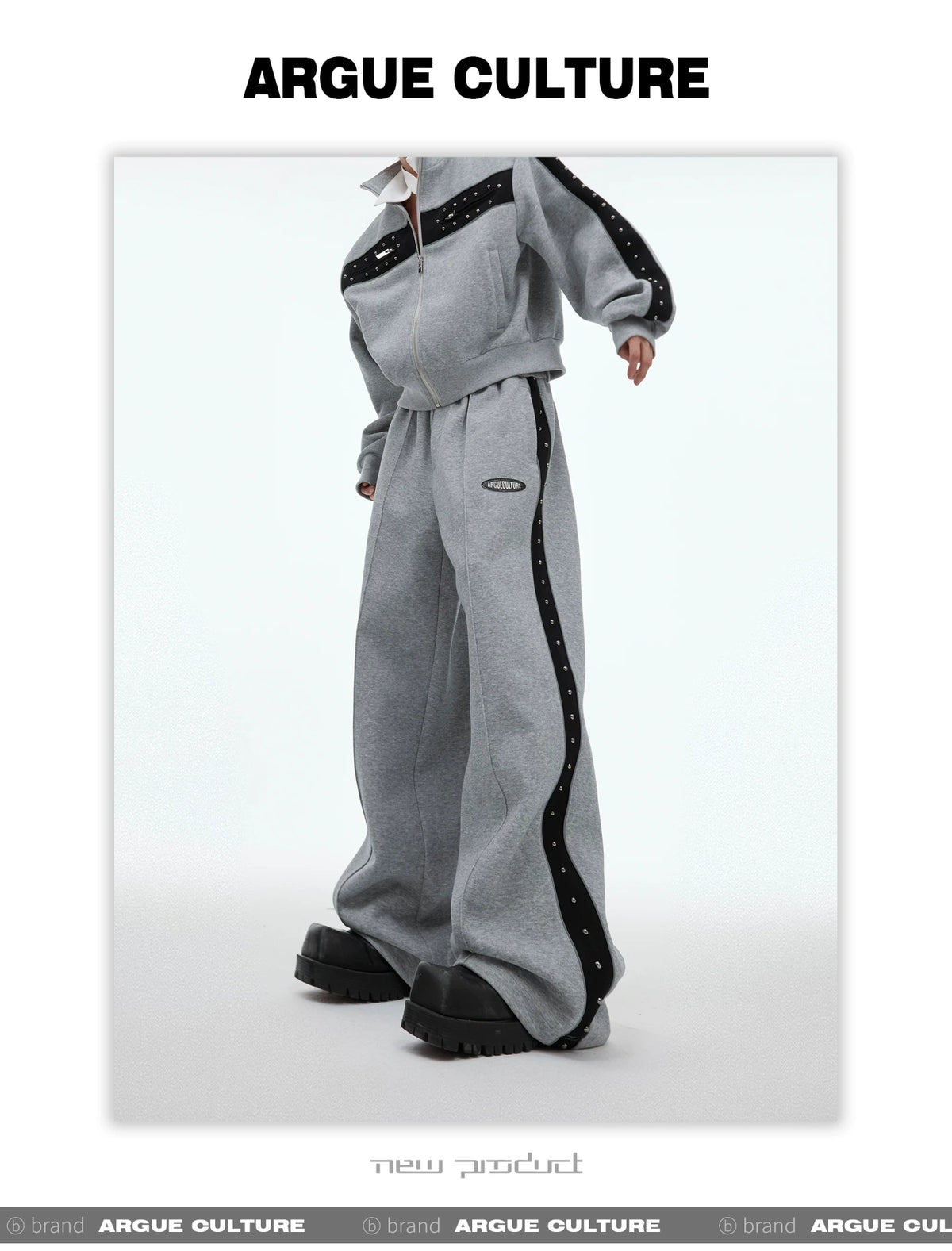 Deconstructed Stud Zip Jacket & Relaxed Pants Set - detail image 12