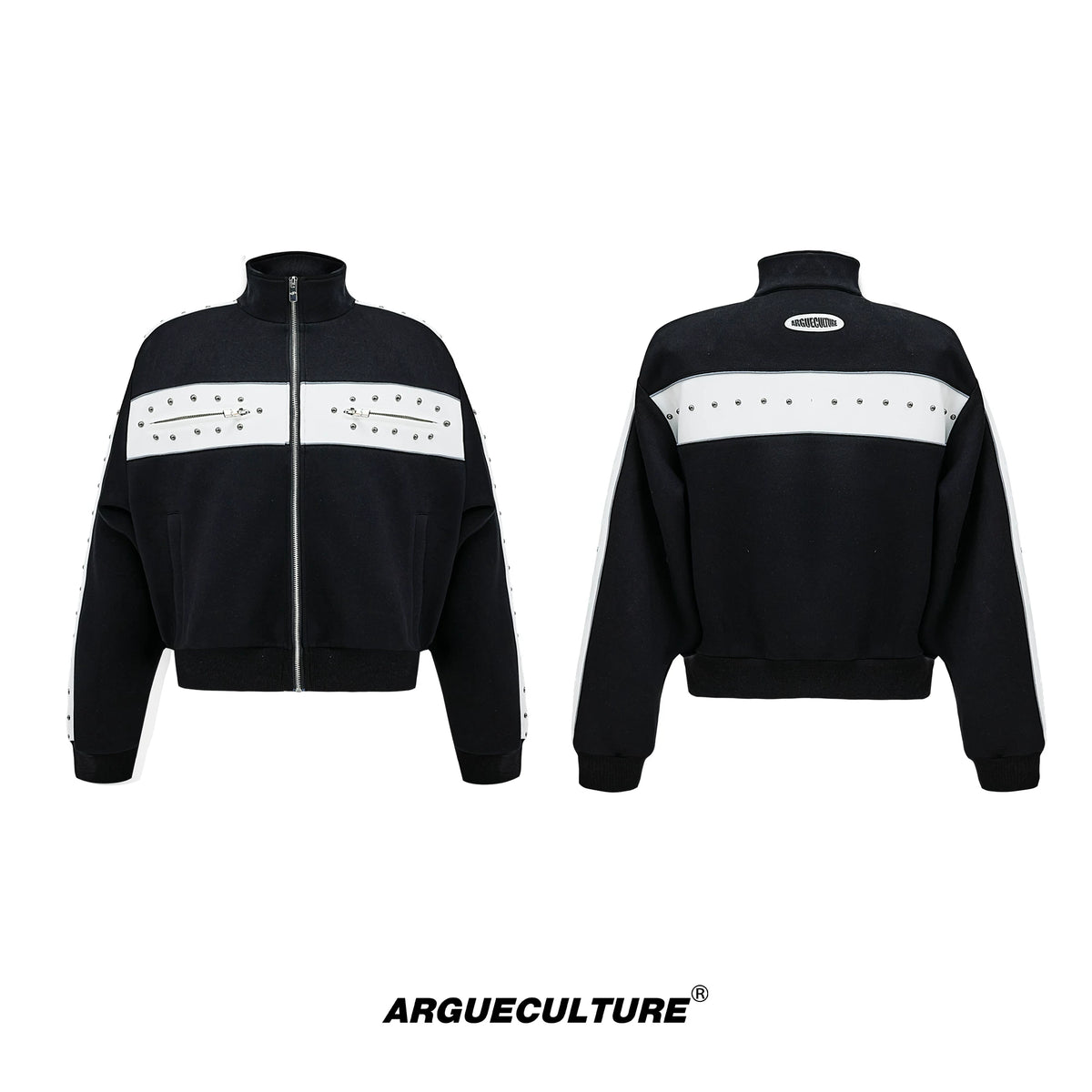 Deconstructed Stud Zip Jacket & Relaxed Pants Set - Stud Black Jacket