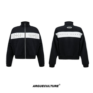 Deconstructed Stud Zip Jacket & Relaxed Pants Set - Stud Black Jacket