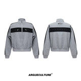 Deconstructed Stud Zip Jacket & Relaxed Pants Set - Stud Gray Jacket