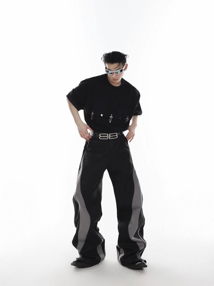 Deconstructed T - Shirt with Metal Airplane Buckle & Shoulder Pads - ArguE CulturE