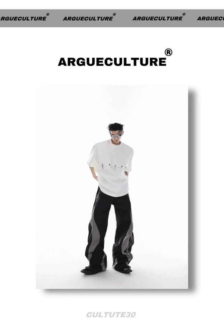 Deconstructed T - Shirt with Metal Airplane Buckle & Shoulder Pads - ArguE CulturE