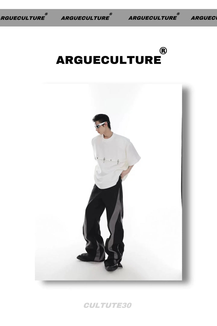 Deconstructed T - Shirt with Metal Airplane Buckle & Shoulder Pads - ArguE CulturE