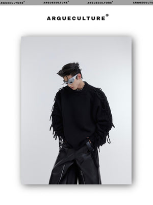 desc::deconstructed-tassel-knit-sweater-oversized-streetwear-crewneck-detail-img-11