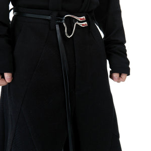 Close up of the specialized 3D textured fabric on deconstructed pants