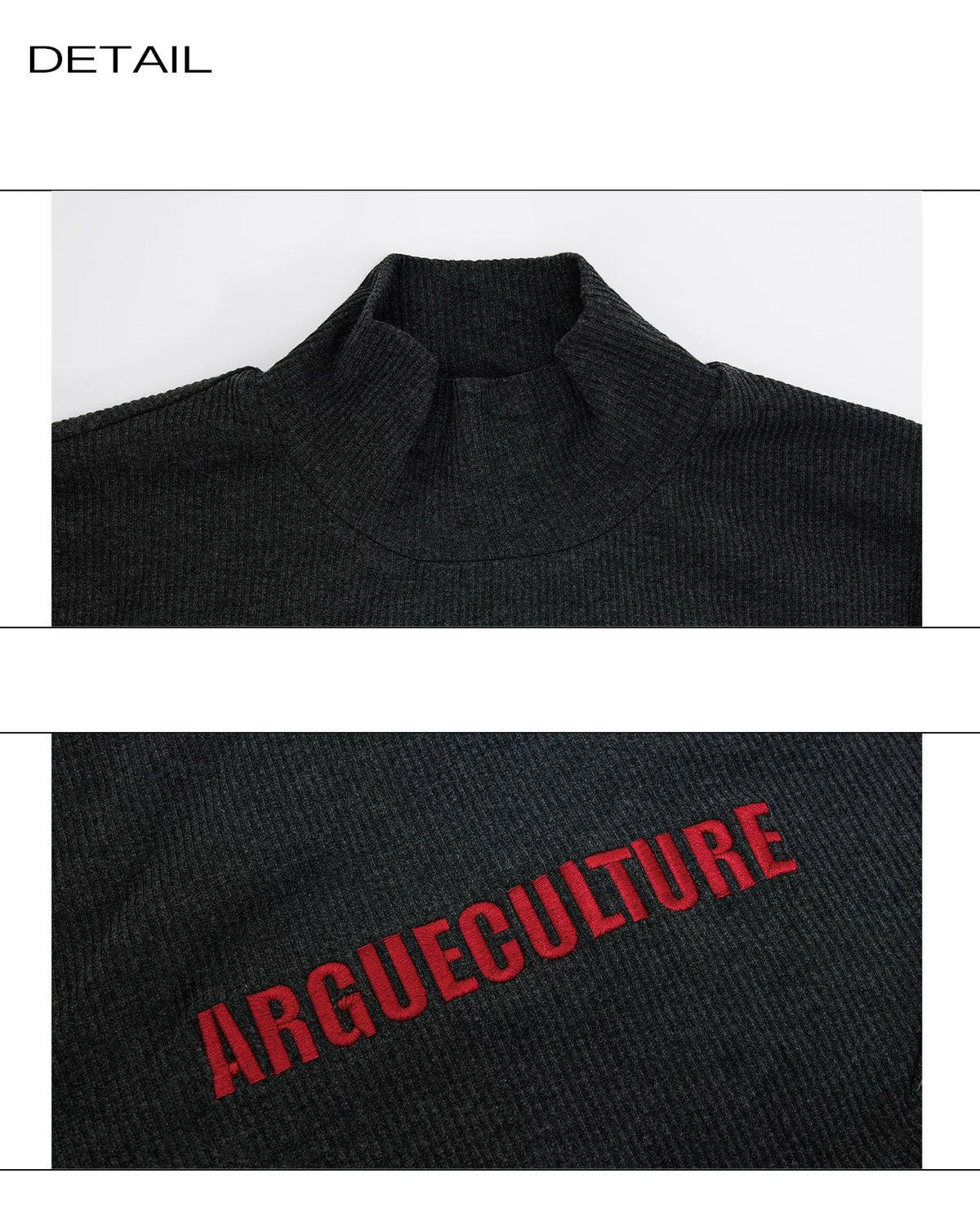 Deconstructed Turtleneck Long Sleeve Cotton-Wool Top - detail image 4