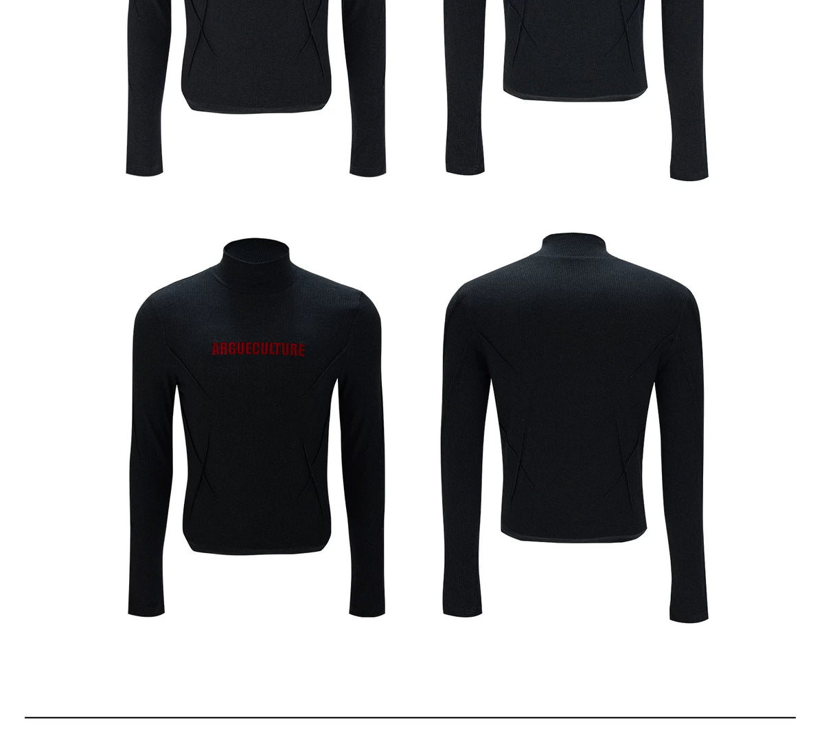 Deconstructed Turtleneck Long Sleeve Cotton-Wool Top - detail image 3