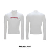 Deconstructed Turtleneck Long Sleeve Cotton-Wool Top - White