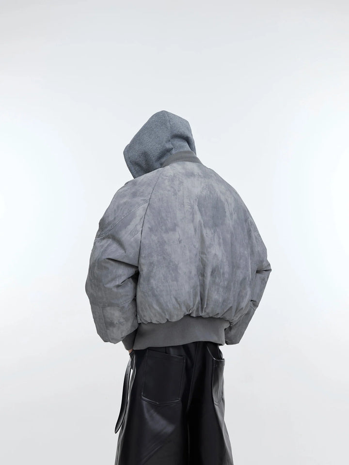 Deconstructed Two - Piece Hoodie & Puffer Jacket | Distressed Wash Short Coat - ArguE CulturE