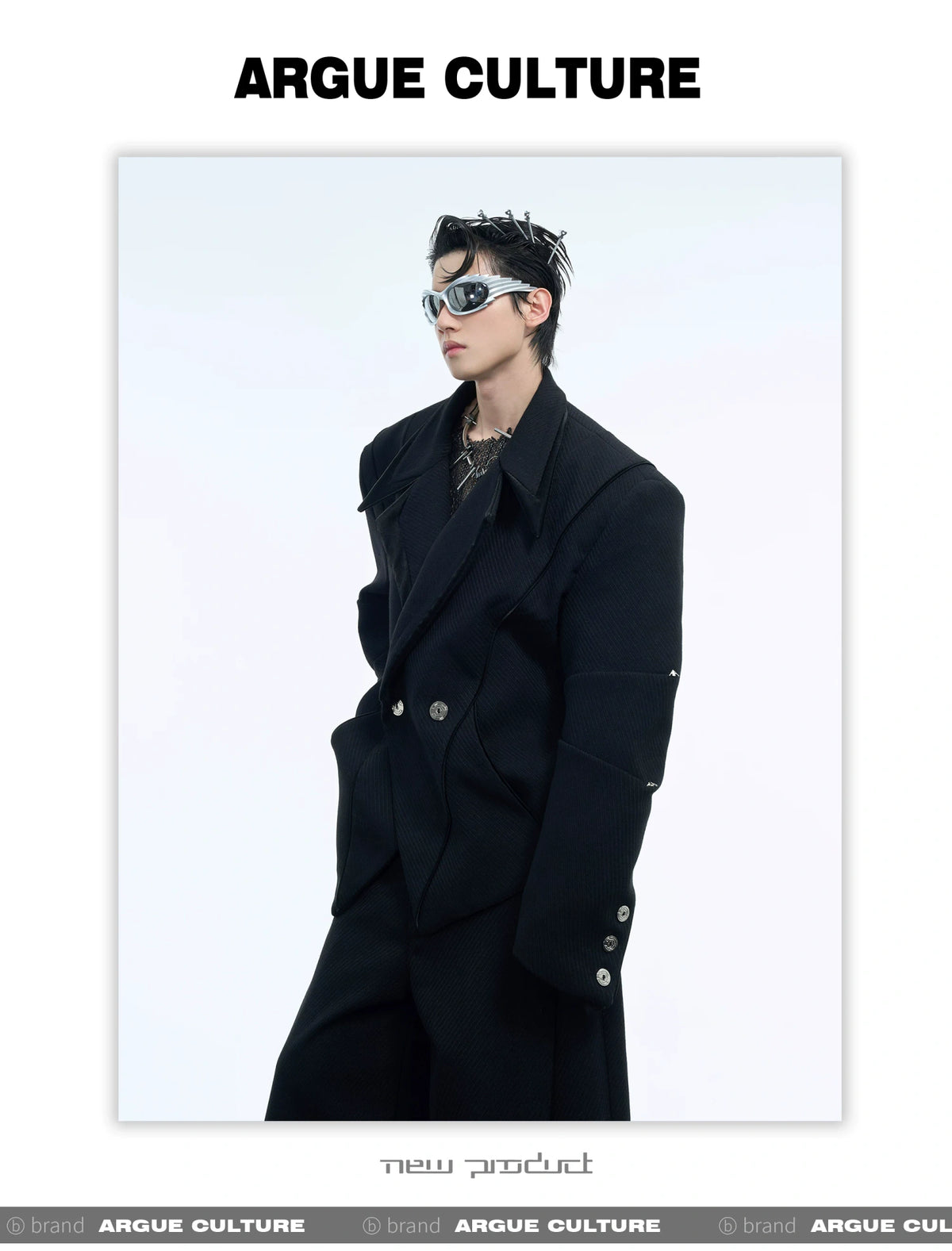 Deconstructed Unisex Metal-Accent Blazer in White - detail image 15