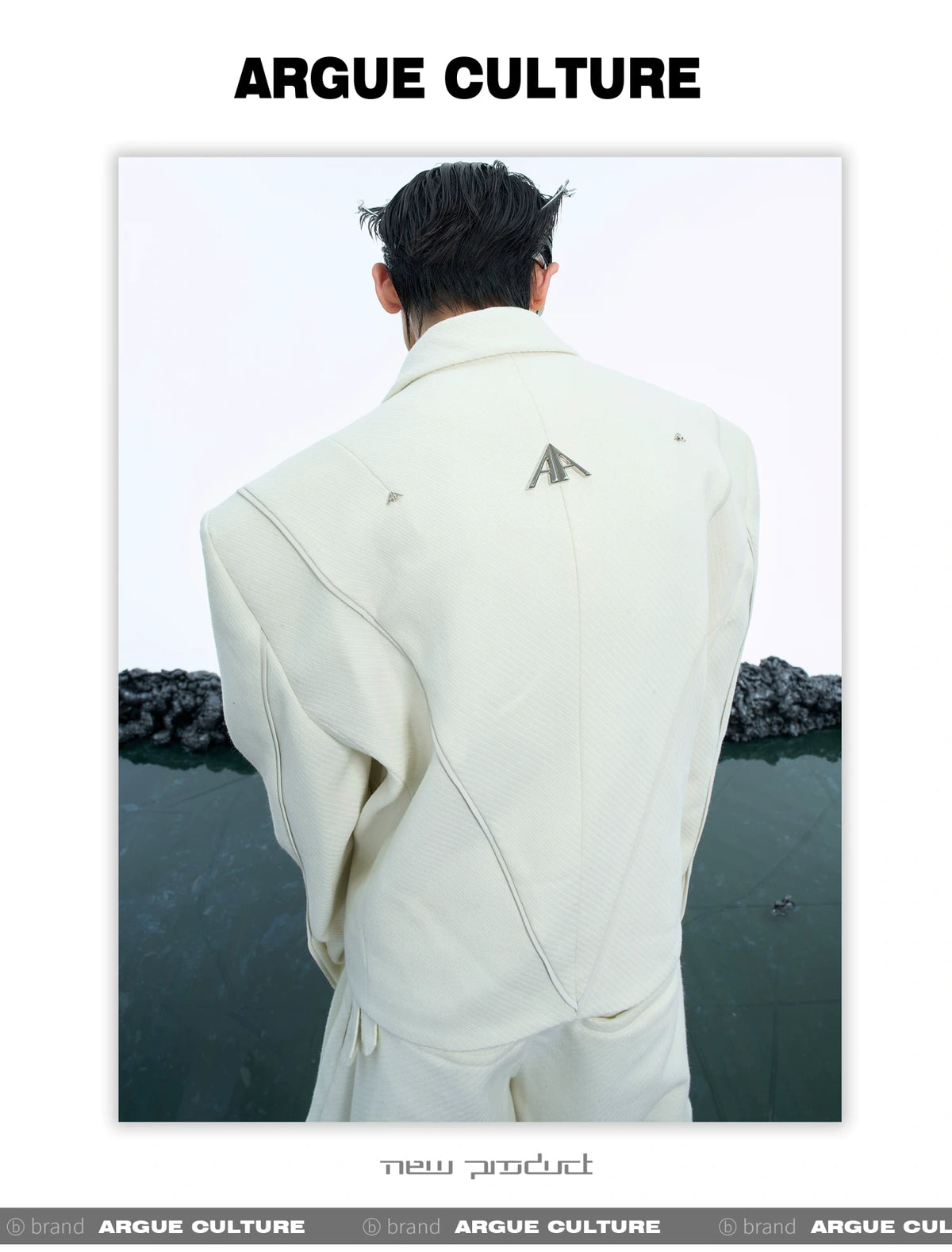 Deconstructed Unisex Metal-Accent Blazer in White - detail image 5