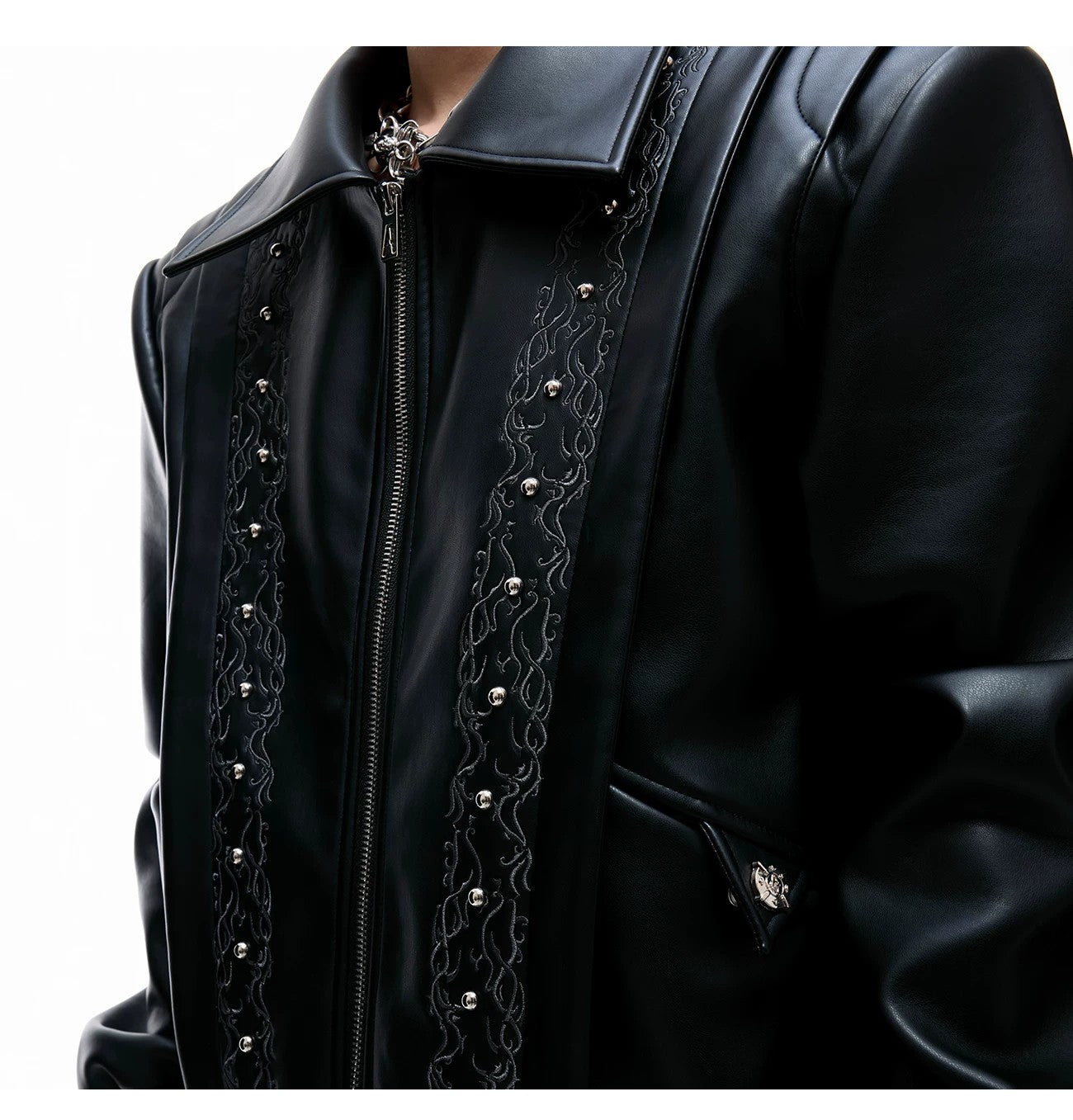 desc::deconstructed-vine-embroidered-cropped-leather-jacket-detail-img-5