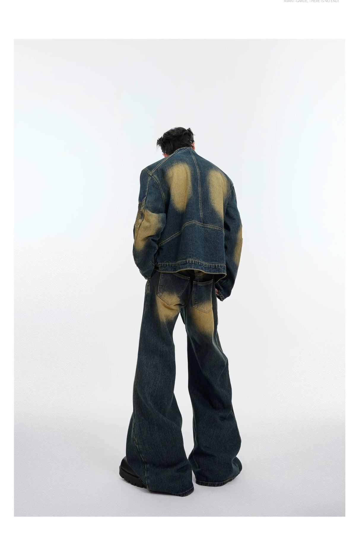 Deconstructed Washed Denim Jacket and Pants | Black, Blue - detail image 10