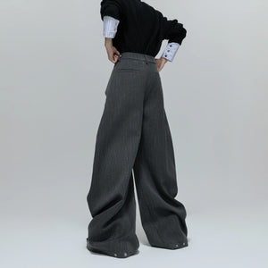 Close up of the deconstructed stitching and vertical stripe texture