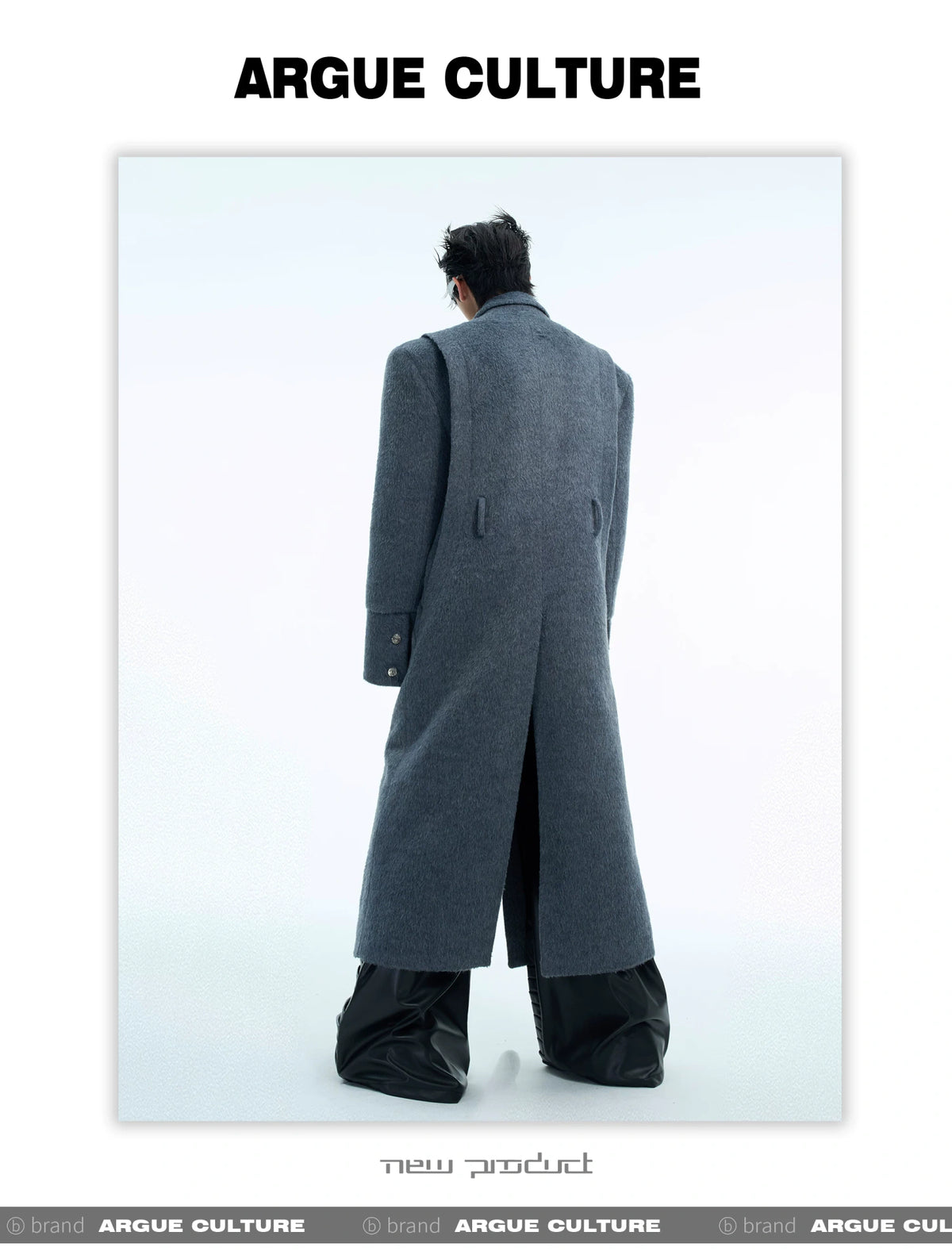 Deconstructed Wool-Blend Belted Coat with Padded Shoulders - detail image 7