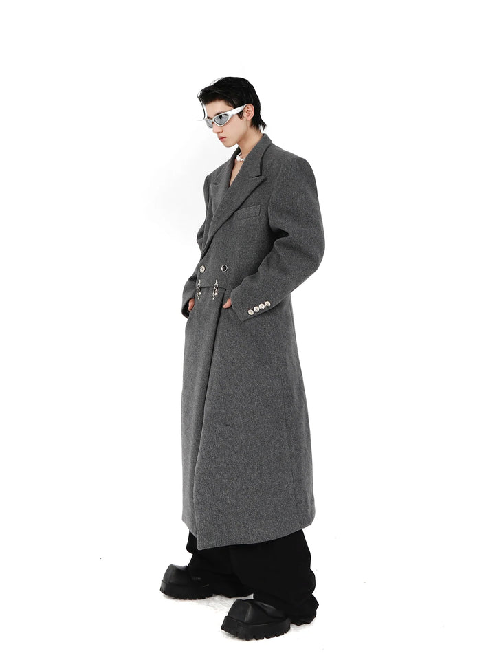 Deconstructed Woolen Overcoat with Metallic | Unisex Structured Long coat - ArguE CulturE