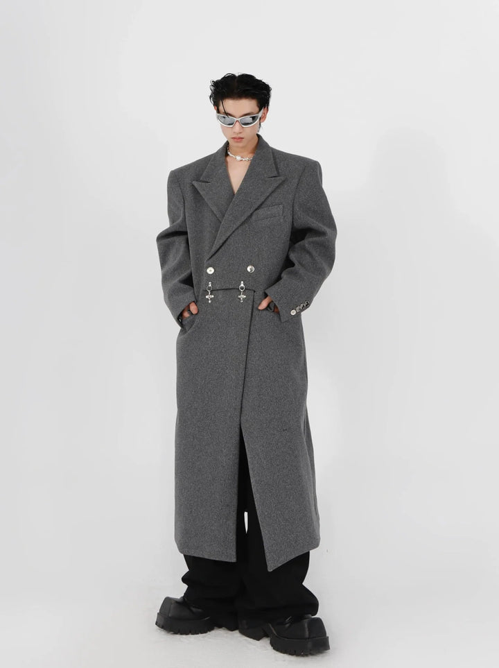 Deconstructed Woolen Overcoat with Metallic | Unisex Structured Long coat - ArguE CulturE