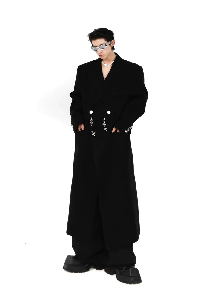 Deconstructed Woolen Overcoat with Metallic | Unisex Structured Long coat - ArguE CulturE