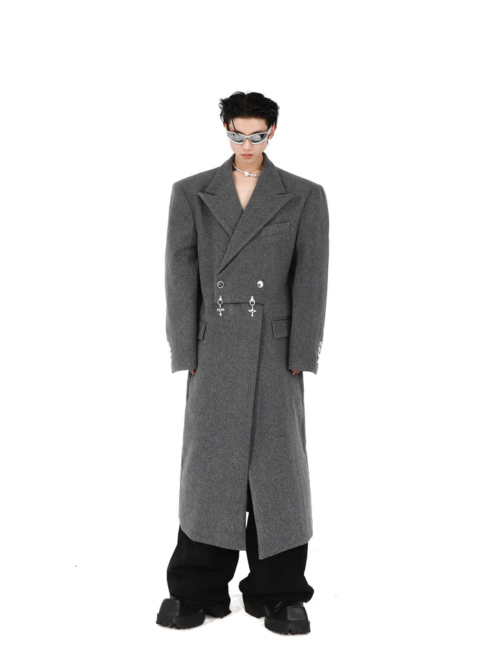 Deconstructed Woolen Overcoat with Metallic | Unisex Structured Long coat - ArguE CulturE