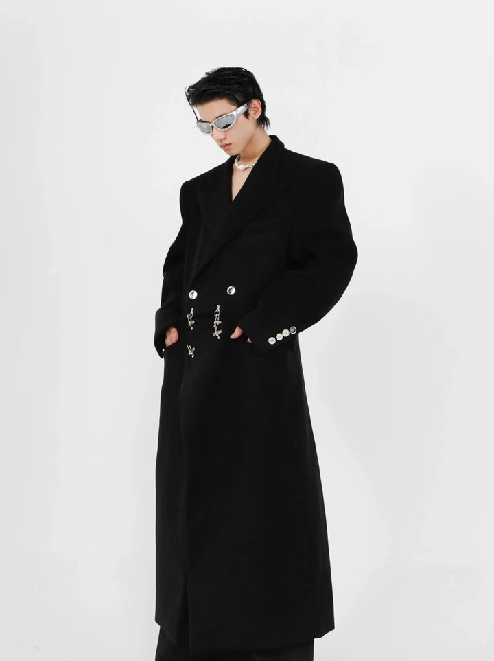 Deconstructed Woolen Overcoat with Metallic | Unisex Structured Long coat - ArguE CulturE