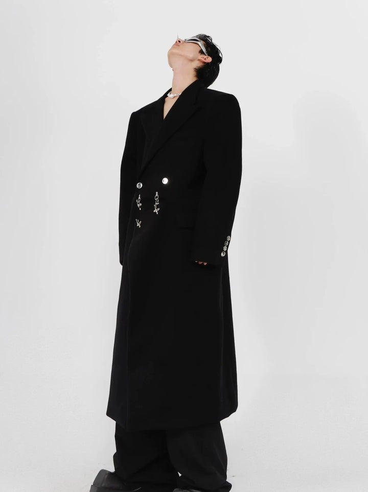 Deconstructed Woolen Overcoat with Metallic | Unisex Structured Long coat - ArguE CulturE