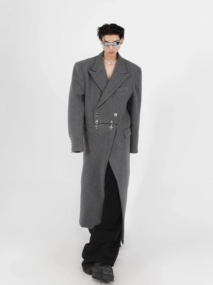 Deconstructed Woolen Overcoat with Metallic | Unisex Structured Long coat - ArguE CulturE