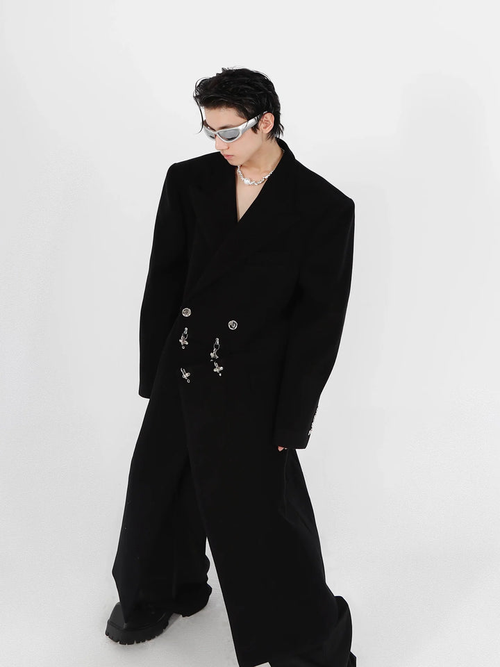 Deconstructed Woolen Overcoat with Metallic | Unisex Structured Long coat - ArguE CulturE