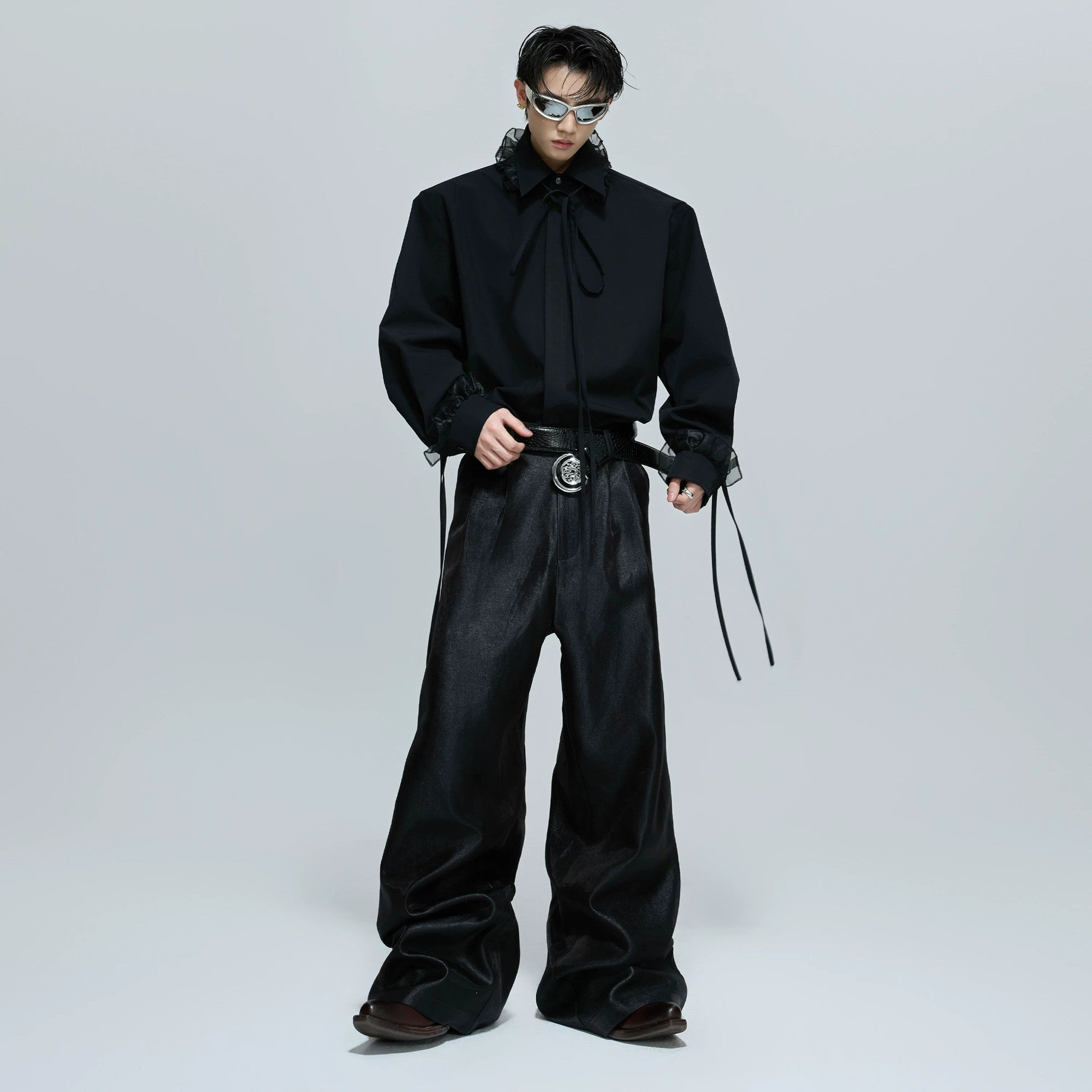 Back view of a loose fit premium cotton shirt with elegant tailoring