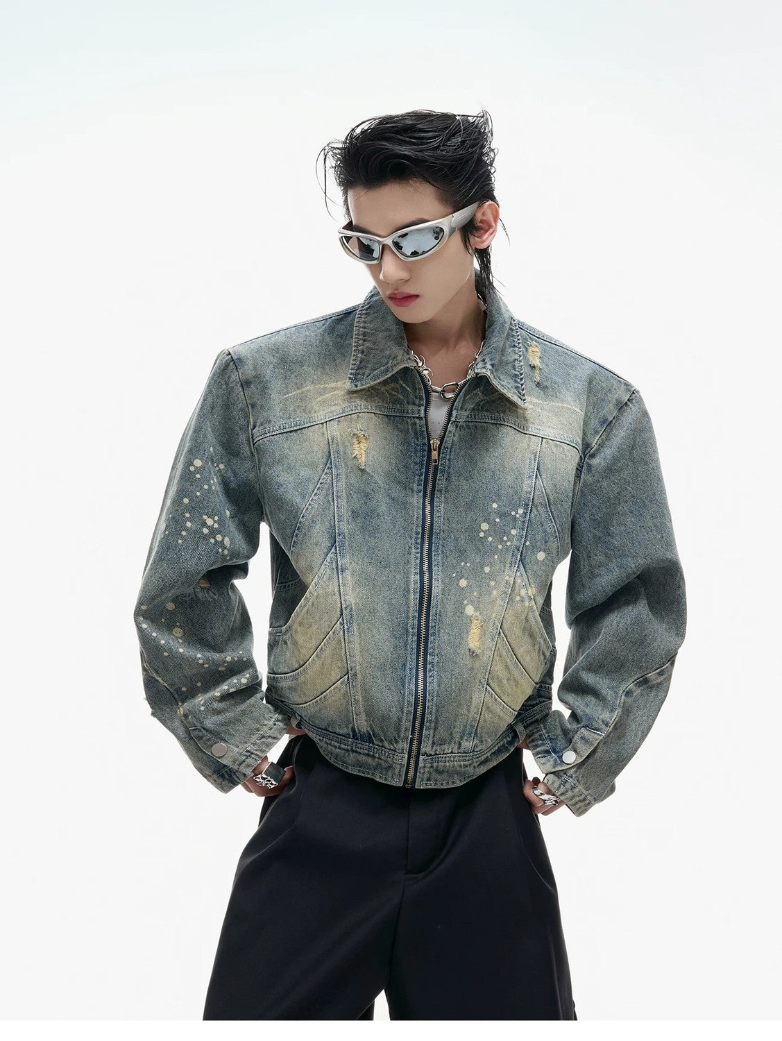 desc::distressed-cropped-denim-jacket-boxy-punk-moto-style-detail-img-4