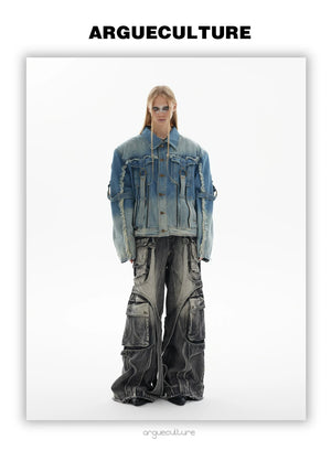 desc::distressed-deconstructed-denim-jacket-gradient-wash-streetwear-detail-img-11