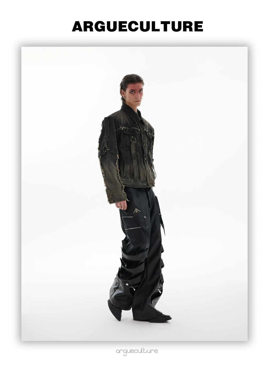 desc::distressed-deconstructed-denim-jacket-gradient-wash-streetwear-detail-img-15