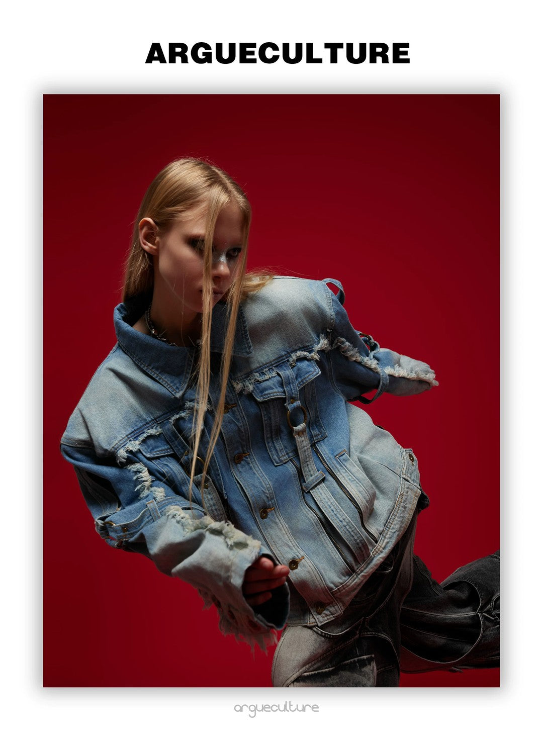 desc::distressed-deconstructed-denim-jacket-gradient-wash-streetwear-detail-img-3