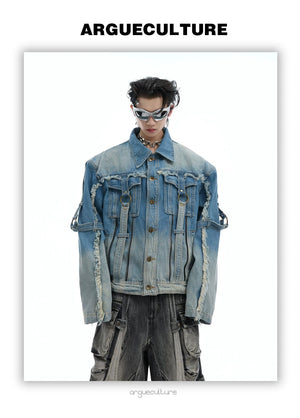 desc::distressed-deconstructed-denim-jacket-gradient-wash-streetwear-detail-img-5