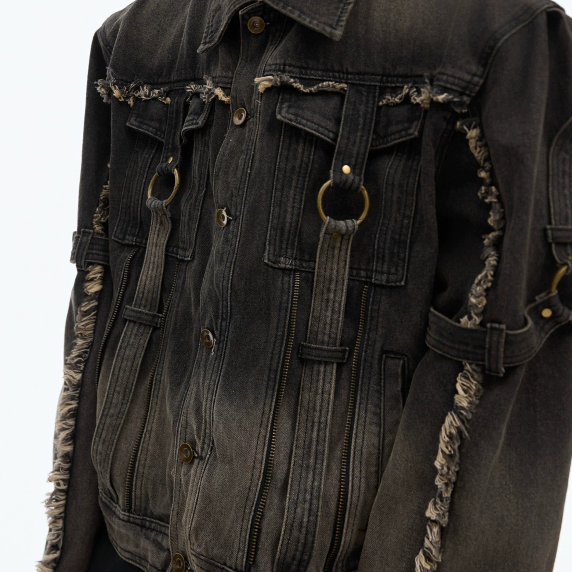 Close up of deconstructed ribbon straps and buckle design