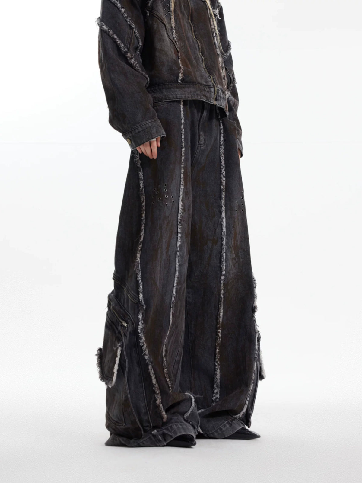 Distressed Deconstructed Denim Jacket & Pants Set - main image 3