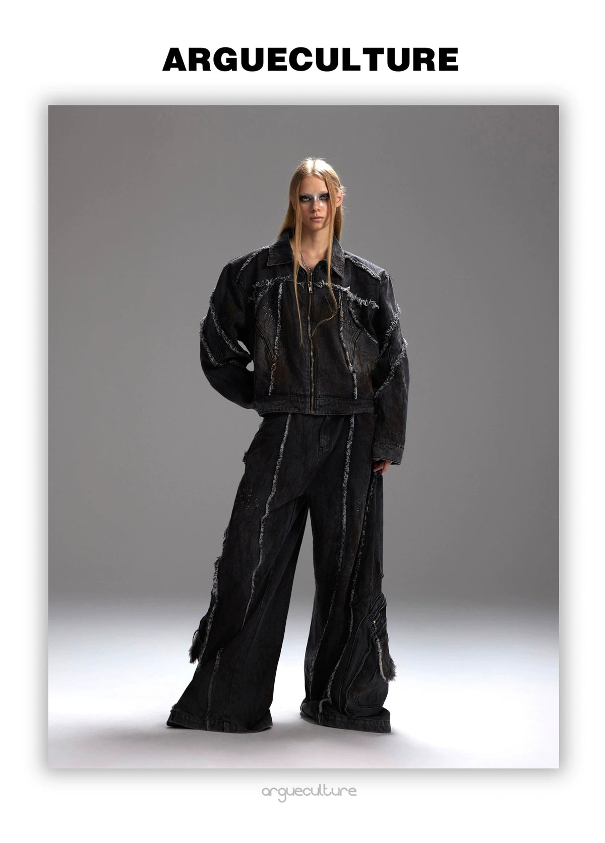 Distressed Deconstructed Denim Jacket & Pants Set - detail image 9