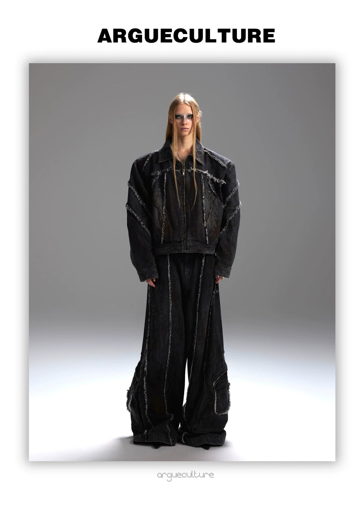 Distressed Deconstructed Denim Jacket & Pants Set - detail image 15