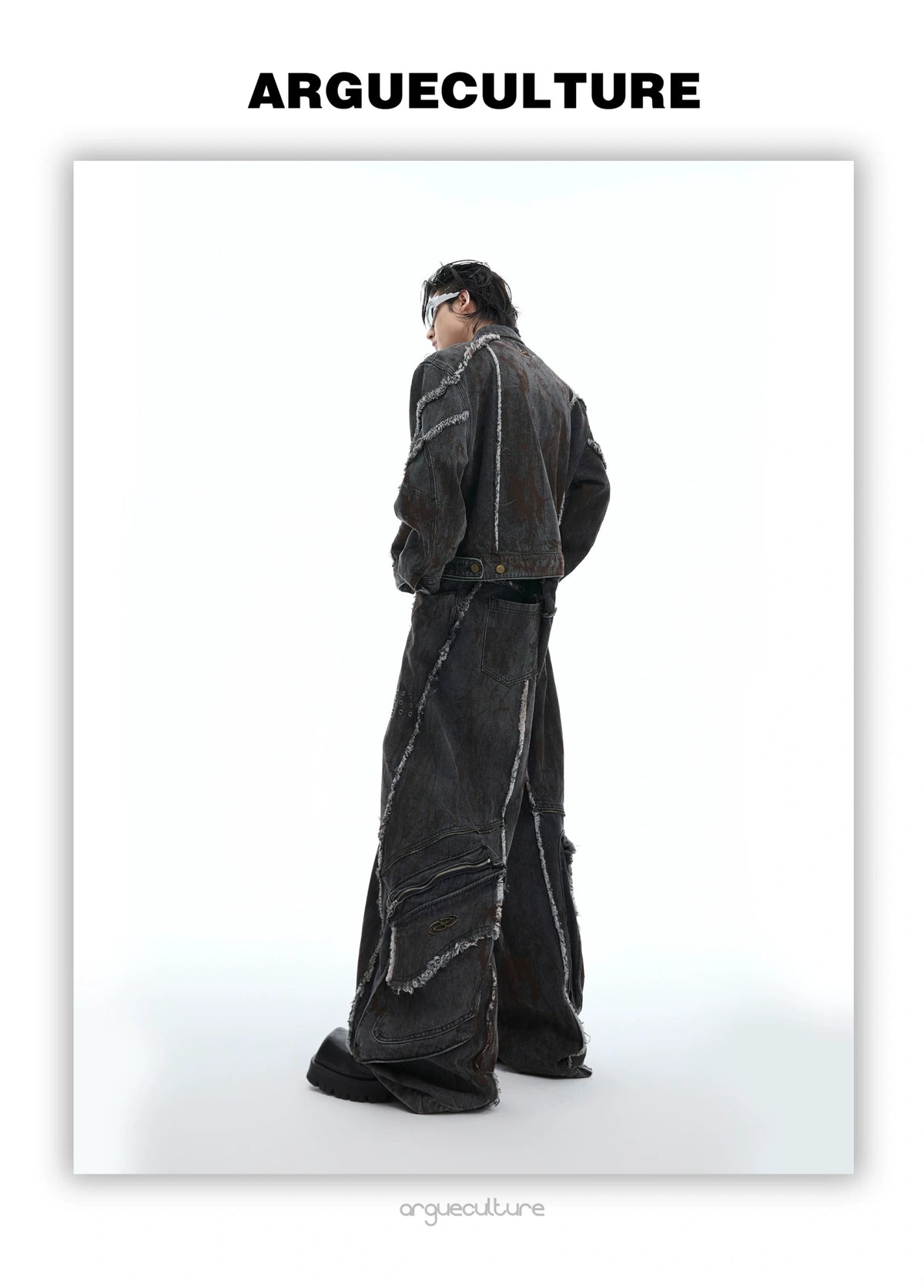 Distressed Deconstructed Denim Jacket & Pants Set - detail image 6