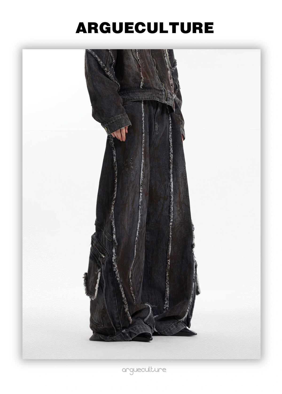 Distressed Deconstructed Denim Jacket & Pants Set - detail image 4