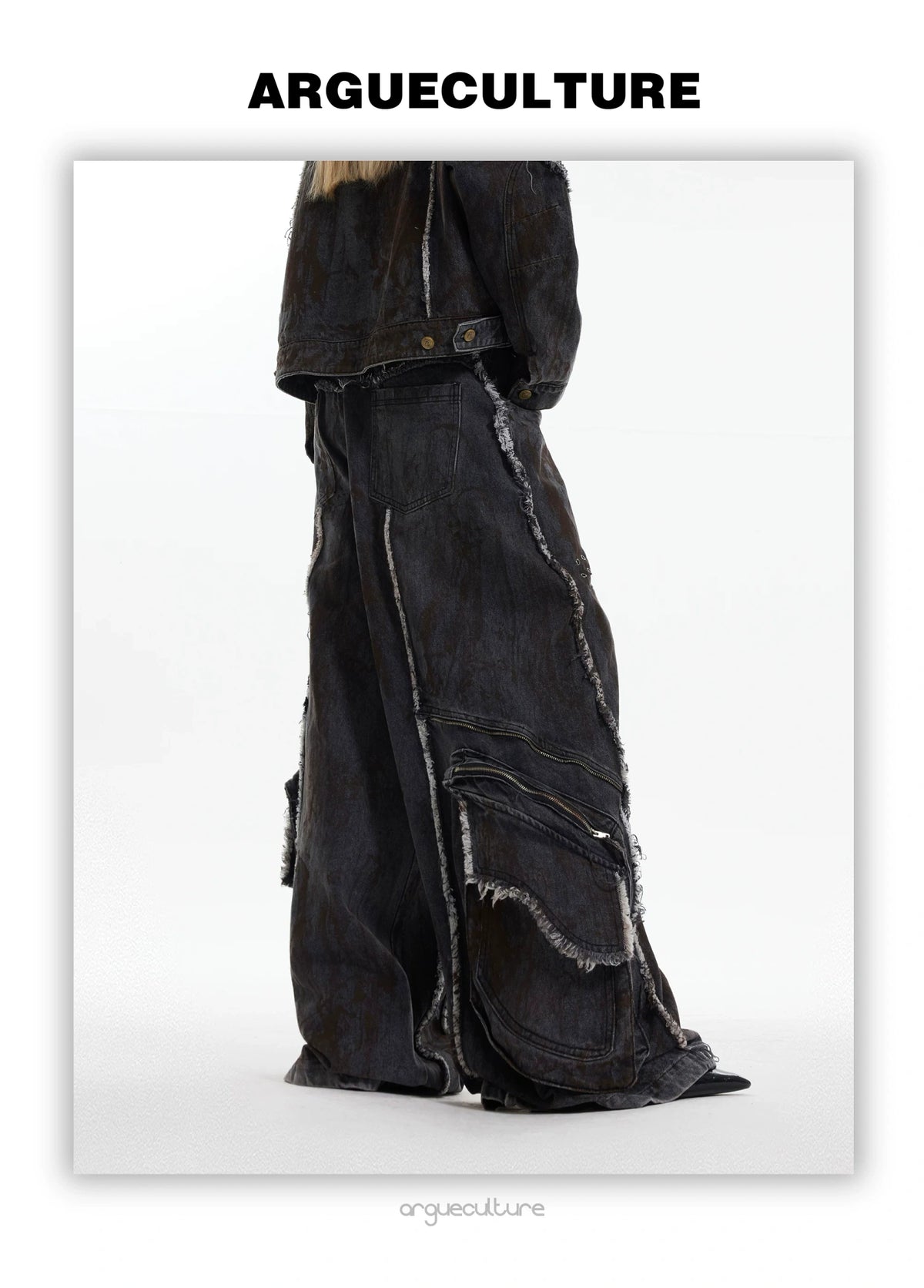 Distressed Deconstructed Denim Jacket & Pants Set - detail image 3