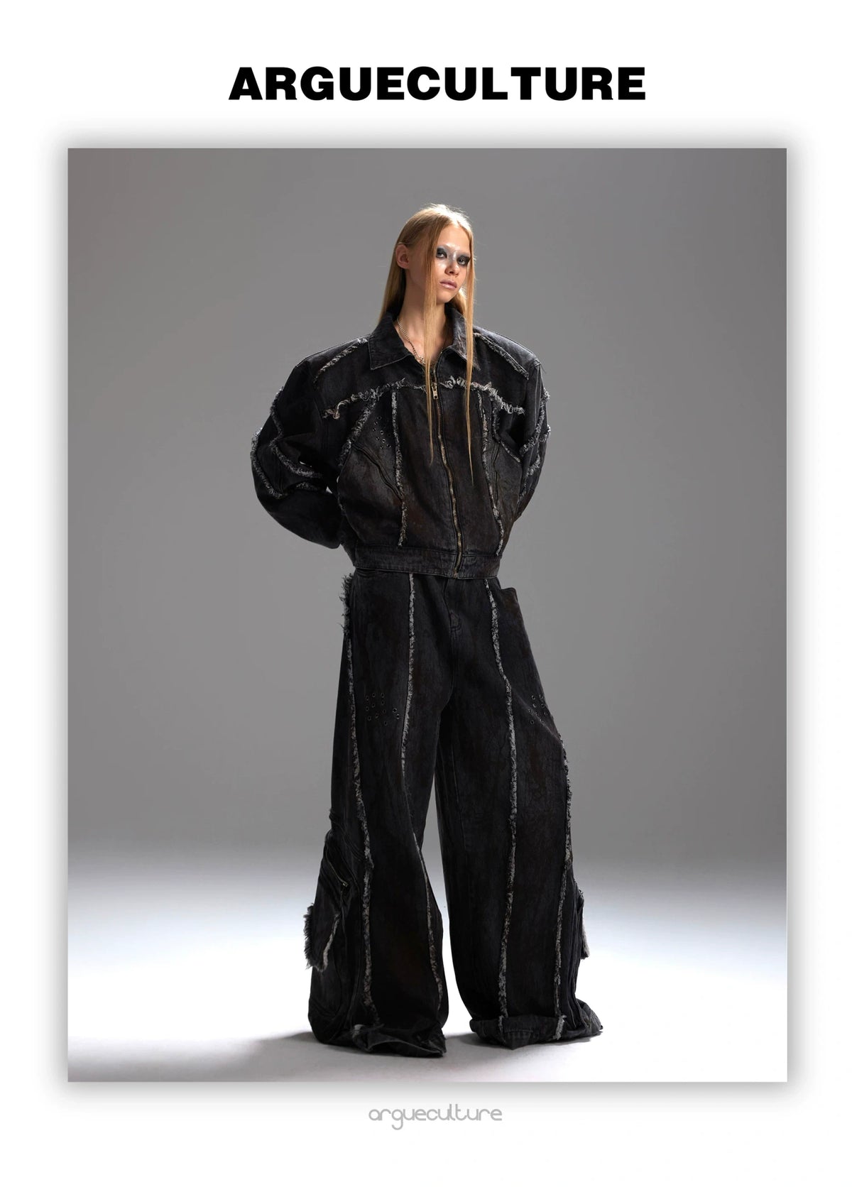 Distressed Deconstructed Denim Jacket & Pants Set - detail image 10
