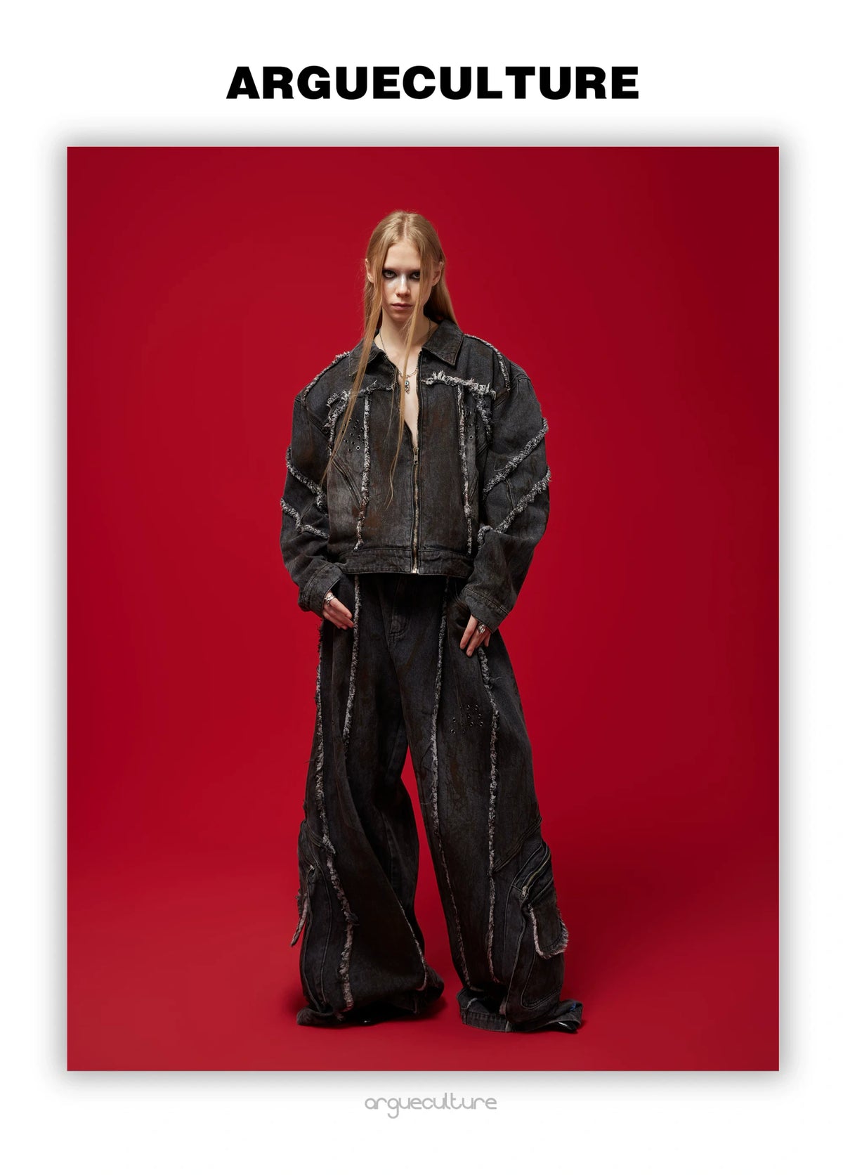 Distressed Deconstructed Denim Jacket & Pants Set - detail image 7