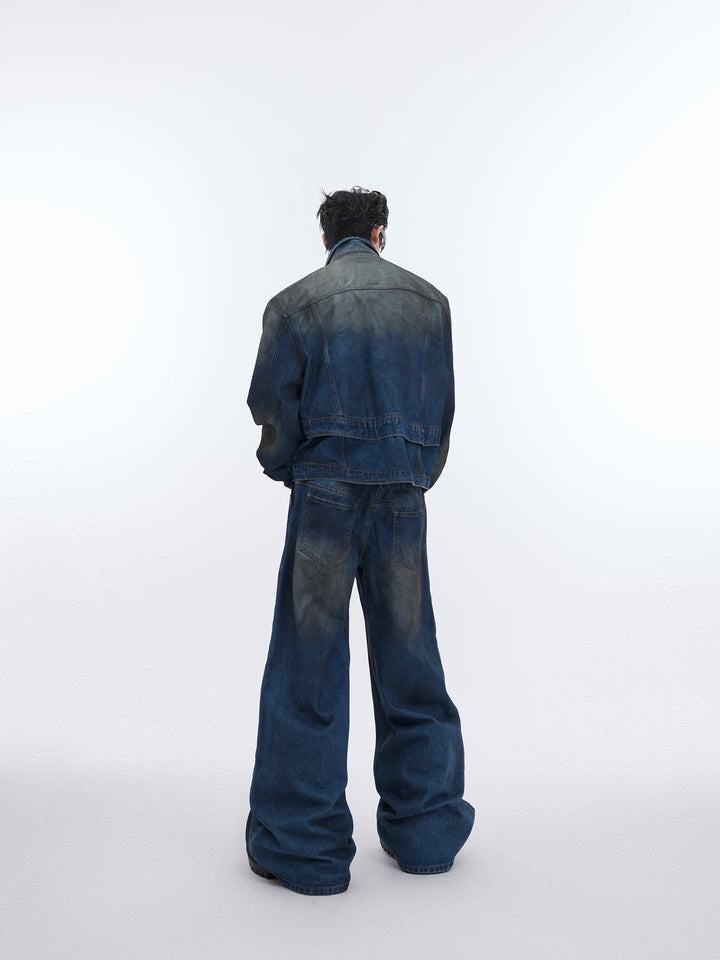 Distressed Denim Suit with Double - Layer Jacket and Wasteland Jeans - ArguE CulturE