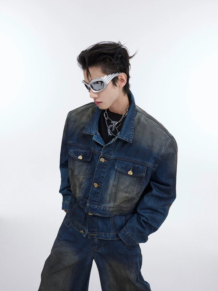 Distressed Denim Suit with Double - Layer Jacket and Wasteland Jeans - ArguE CulturE