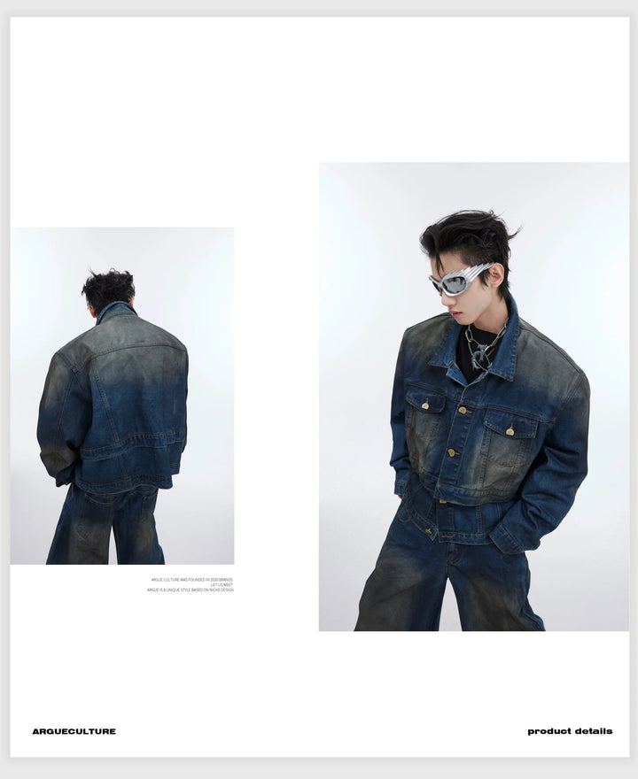 Distressed Denim Suit with Double - Layer Jacket and Wasteland Jeans - ArguE CulturE