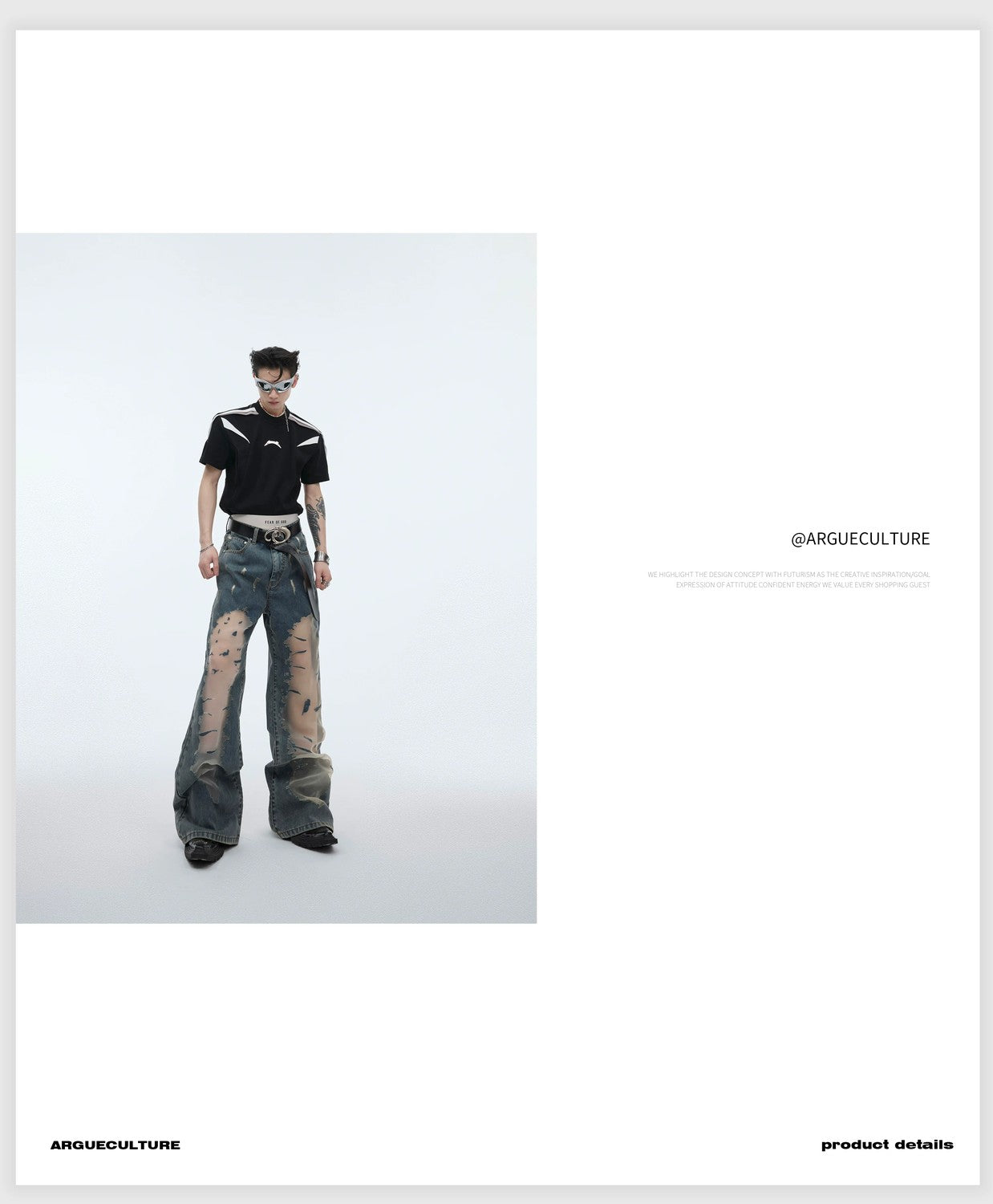 desc::distressed-hollow-out-flare-jeans-vintage-gradient-denim-detail-img-9