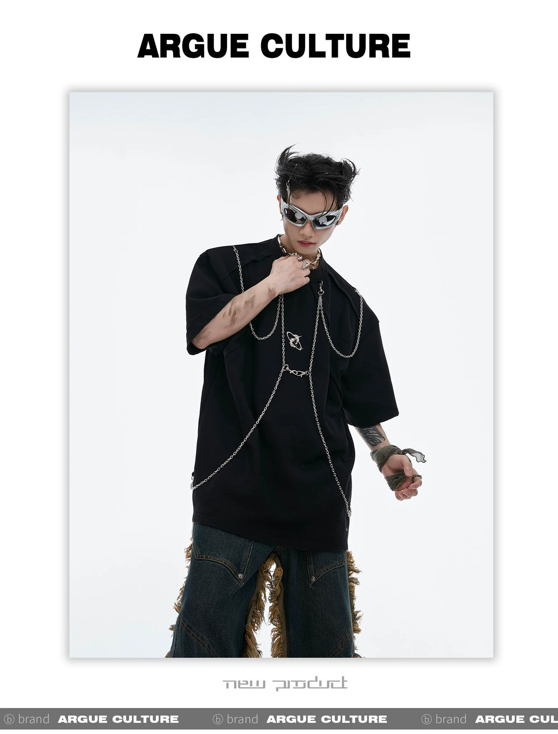 desc::distressed-metal-chain-padded-shoulder-streetwear-tee-detail-img-4