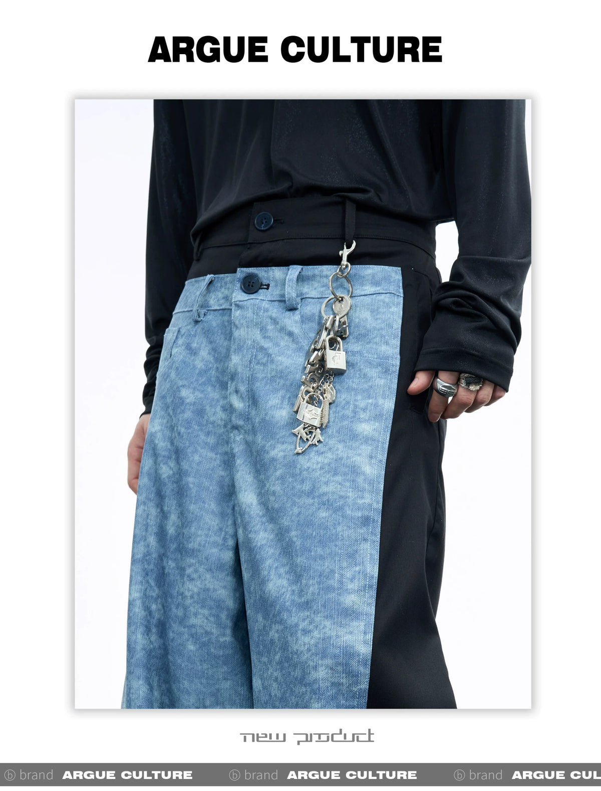 Distressed Metal Logo Keychain with Buckle Detail - detail image 2