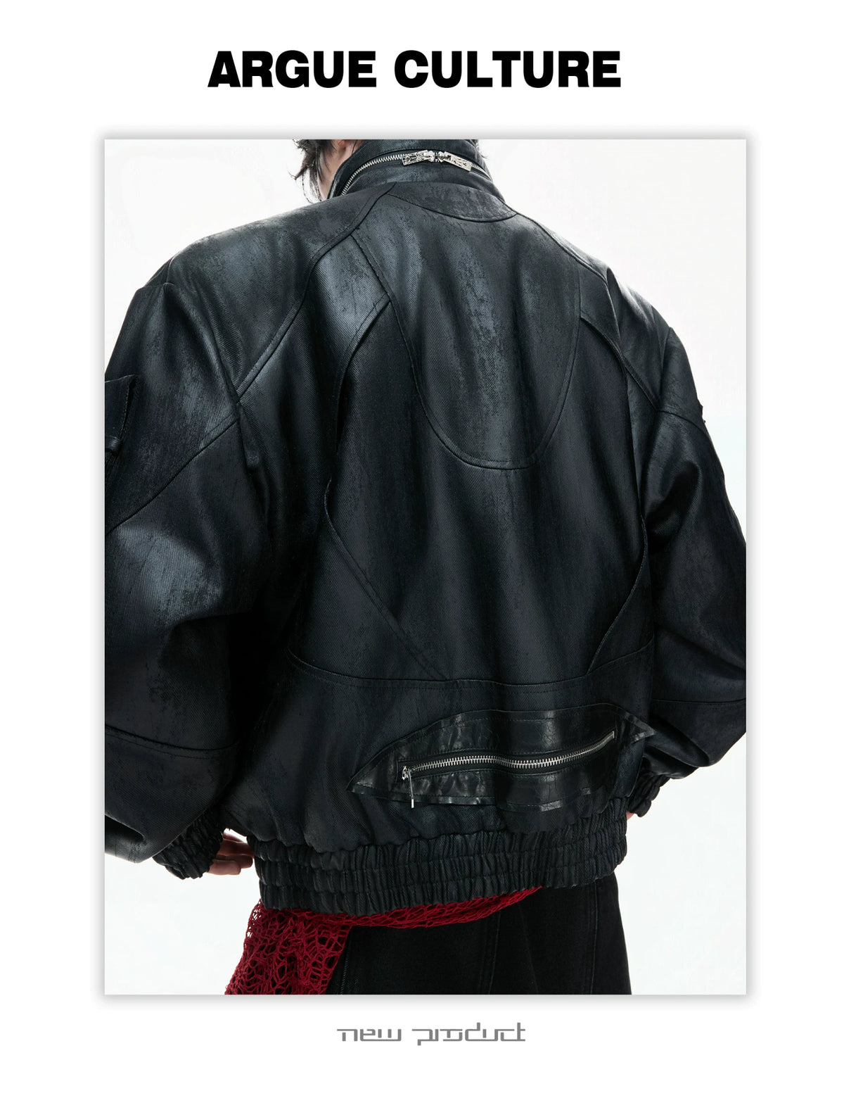 Distressed Multi-Zip Faux Leather Stand Collar Jacket - detail image 8